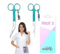Nurse Life Pack 2 Forbici Infermiere Mayo e Pico Anatra - Punta Roma | Ideale per Porta forbici Infermiera in Apuri, Punta Rotonda Professionale, Primo Soccorso - I love it - Acciaio Lucido. Verde