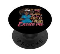 Nurse May Break My Bones But Needles and Veins Excite Me PopSockets PopGrip Adesivo