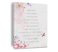 Nursery & Kids Room Decor - Positive Affirmations Canvas Wall Art, Inspirational 'I Am Enough' Poster for Boosting Confidence, Colorful Print (Unframed,16x24inch(40x60cm))
