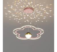 Nursery Pink LED Flower Chandelier Star Projector Nordic Cloud Ceiling Pendant Light Large Blue Gold Hanging Lamp for Bedroom Boys Girls Room