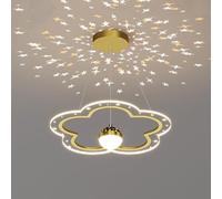 Nursery Pink LED Flower Chandelier Star Projector Nordic Cloud Ceiling Pendant Light Large Blue Gold Hanging Lamp for Bedroom Boys Girls Room