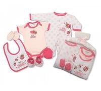 Nursery Time, kit idea regalo nascita neonato con 5 pezzi ricamati e decorati, misura: 0-3 mesi Baby Girl Pink 0/3 mesi