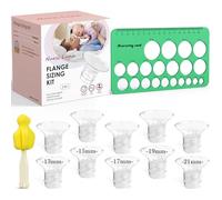 Nursi Luna Kit di dimensionamento della flangia 3 in 1 Ultimate con 10 inserti flangiati da 13/15/17/19/21 mm, righello per capezzoli, spazzola per la pulizia, kit di inserti flangiati in silicone per
