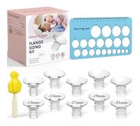 Nursi Luna Kit di dimensionamento della flangia 3 in 1 Ultimate con 10 inserti flangiati da 13/15/17/19/21 mm, righello per capezzoli, spazzola per la pulizia, kit di inserti flangiati in silicone per