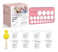 Nursi Luna Kit di dimensionamento della flangia 3 in 1 Ultimate con 8 inserti flangiati da 15/17/19/21 mm, righello per capezzoli, spazzola per la pulizia, kit di inserti flange in silicone per la