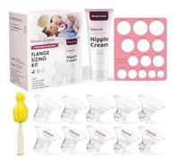 Nursi Luna Kit di dimensionamento della flangia con 10 inserti flangiati da 13/15/17/19/21 mm, strumento di misurazione dei capezzoli per flange, kit di inserti in flangia in silicone per tiralatte