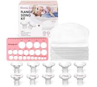 Nursi Luna Kit di dimensionamento flangia con inserti flangiati 13/15/17/19/21 mm, 10 pezzi, righello per capezzoli, 50 cuscinetti, kit di inserti flange in silicone per la maggior parte dei tiralatte