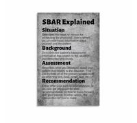 Nursing Education Poster SBAR Communication Guide Canvas Print Wall Art for Medical School Simulation Lab(Framed,16x24inch(40x60cm))