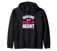 Nursing Is A Work of Heart Nurse Funny Nurses Felpa con Cappuccio