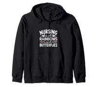 Nursing Is All Rainbows And Butterflies Medico ----- Felpa con Cappuccio