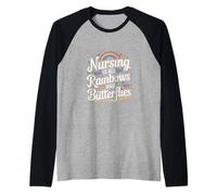 Nursing Is All Rainbows And Butterflies Medico --- Maglia con Maniche Raglan