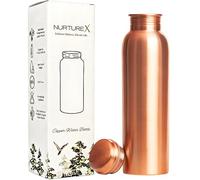 NurtureX Borraccia in puro rame, 1 litro, resistente all'ossidazione, a prova di perdite, senza giunture, ayurvedica, realizzata a mano (liscia)