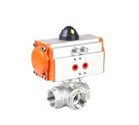 NUSEQSGVM 1PCS 1/4 "valvola a Sfera pneumatica a Tre Vie in Acciaio Inossidabile Tipo T Q614F-16P valvola a Sfera pneumatica a Tre Pezzi con Piattaforma Alta(L Type)