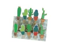NUSITOU 10 Pezzi Grandi Mollette in Legno a Forma di Cactus per Foto e Carta, Clip Robuste per Appendere Opere d'Arte e Decorazioni Natalizie