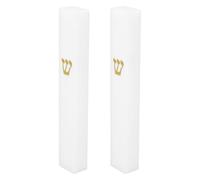 NUSITOU 2 Pezzi Mezuzah Ebraica Tradizionale in Resina Bianca, Custodia per Rotolo Kosher Resistente per Porte Interne ed Esterne, Set da Dettagli Artigianali e Montaggio Semplice per Casa