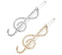 NUSITOU 2 Pezzi Mollette per Chioma Donna Eleganti a Forma di Nota Musicale Strass Scintillanti in Metallo Facili da Fissare e Resistenti per Feste di Natale e Costume
