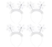 NUSITOU 4 Pezzi Cerchietto Natalizio Fiocco di Ghiaccio e Piume Bianche Accessorio per Chioma Costume e Plastica per Feste di Natale e Party