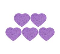 NUSITOU 5 Pezzi Spugnette Struccanti Viso a Forma di Cuore in Spugna, Espandibili Acqua, per Esfoliazione e Rimozione Trucco, Colore Viola Vibrante