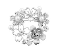 NUSITOU Accessorio Elegante Ipoallergenica e Resistente allo Sbiadimento Spilla a Forma di Fiore in Lega Argento Perla in Stile Figli dei Fiori per Abiti da Donna