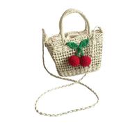 NUSITOU Borsetta in Paglia Bambina Mini Beige Ciliegie per Bambine