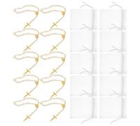 NUSITOU Braccialetti Rosario con Croce, Set 12 Pezzi in Lega e Mesh | Bianco, Stile Sofisticato e Spirituale, per Prima Comunione e Uso Quotidiano, Portabilità Semplice