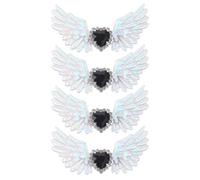 NUSITOU Clip per Scarpe a Forma di Piuma in Lega e Strass Argento, 4 Pezzi Rimovibili Stile Gotico, Decorazione Versatile per Matrimoni e Uscite Casual