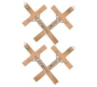 NUSITOU Croce Cattolica in Legno 5 Pezzi Ciondoli Croce Crocifissa, Resistenza alla Deformazione e Lavorazione Delicata, per Decorazioni Religiose e Regali di Battesimo