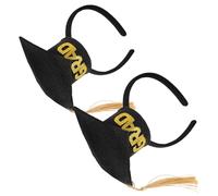 NUSITOU Fascia per Laurea 2 Pezzi con Cappello da Laureando Nero in Peluche e Plastico con Nappina, Accessorio Versatile per Cerimonie di Laurea e Feste di Compleanno