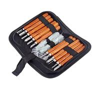 NUSITOU Kit per Intaglio del Legno 14 Pezzi con Manico in Legno Duro e Pietra per Affilare Sculpello e Coltello per Intaglio a Mano Set Strumenti Professionale Custodia in Tela