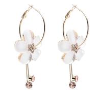NUSITOU Orecchini a Forma di Fiore Design a Sei Petali in Acrilico e Zirconi Pendenti per Ragazze, per Feste e Cerimonie