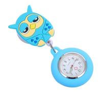 NUSITOU Orologio da Taschino per Infermiera Spilla Gufo Elastica Orologio da Tasca in Silicone Blu al Quarzo Accessorio per Guardia Medica