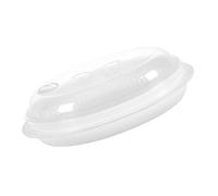 NUSITOU Piatto di Pesce al Vapore in Pp Coperchio e Valvola Regolabile, Vaporiera per Microonde Multifunzione, Piatto Versatile per Cottura a Vapore di Pesce e Alimenti, Accessorio Cucina