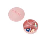 NUSITOU Portapillole Portatile Rosa in Plastica Design Spesso e Chiusura Ermetica, Contenitore per Vitamine e Caramelle per Viaggi
