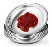 NUSITOU Set 10 Pezzi Piatti Rotondi in Acciaio Inox 10 Cm, Piccoli Piatti per Antipasti e Salse, Resistenti e Multiuso per Casa, Ristoranti e Catering