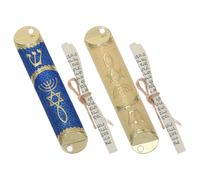 NUSITOU Set 2 Porta Mezuzah in Metallo con Pergamena Sacra, Ornamento Religioso Ebraico per Porte Interne ed Esterne, Decorazione Simbolica per Casa e Regalo per Inaugurazione e