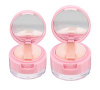 NUSITOU Set 2 Scatole Porta Cipria Rosa in Abs Leggere e Portatili con Specchiera e Puff, Perfette per Make-up Quotidiano i Viaggi con Capacità 5g e 3g