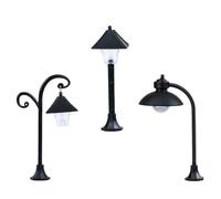 NUSITOU Set 3 Pezzi Lampioni in PVC Nero Alimentati a Batteria, Decorazione Pratica per Mini Paesaggi e Giardinaggio, Luci da Esterno per Addobbi Natalizi