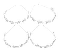 NUSITOU Set 4 Pezzi Fascia per Chioma Argento in Lega Strass, Accessori Leggeri senza Sbiadimento per Spose e Feste Formali, Stile Classico Minimalista