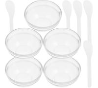 NUSITOU Set 5 Pezzi Ciotole in Vetro Trasparenti per Oli Essenziali e Maschere Viso Bastoncini Colore Chiaro, Kit Mini Ciotole per Salone di Bellezza e Uso Domestico Spa