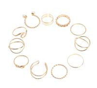 NUSITOU Set di 10 Anelli da Dito in Lega Decorativi Dorati, Anelli alla Moda per Nocche, Gioielli le Mani Donna, Adatti a Feste, Banchetti e Uso Quotidiano