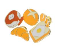 NUSITOU Spille Smaltate Set di 5 in Lega di Zinco Leggere e Portatili a Forma di Pane, Sandwich e Croissant Perfette per Decorare Abiti e Borse a Festa