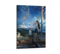 NUSLNG Poster decorativo su tela a tema anime The Tunnel to Summer The Exit of Goodbyes, decorazione artistica da parete per soggiorno, camera da letto, poster decorativo, 30 x 45 cm, con cornice