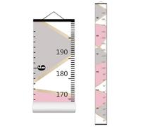 Nustila Grafico di crescita a blocchi di colore rosa e grigio per bambini, righello per altezza del bambino, telaio in legno rimovibile, righello da appendere alla parete, tabelle di misurazione per