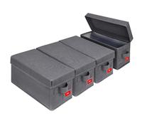 NUSWOR Upgrades CD Storage Box - Soluzione perfetta per riporre CD, organizer impilabile per CD con coperchio, confezione da 4 supporti per CD, 37 x 14,5 x 16,3 cm, contiene 140 custodie per gioielli