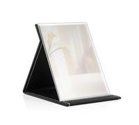 Nutabevr 12.5x17cm Nero Specchio da Viaggio Pieghevole, Specchio da Tavolo con Pelle PU, Specchio Trucco Portatile, per Tavolo da Trucco, la Pulizia, la Rasatura, Il Trucco, Viaggio
