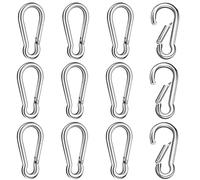Nutabevr 12 Pezzi moschettoni in acciaio inox 304, Moschettone resistenti con chiusura a scatto capacità di carico, per sport, fitness, fai da te, tempo libero, pesca, tende, fino a 36 kg