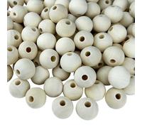 Nutabevr 120 Pezzi 20mm Naturale Perline Legno con foro tondo da 4 mm, Rotonde Perline Legno Per Fai-da-Te Decorazioni Artigianali, Acchiappasogni, Collana, Braccialetto, Orecchini