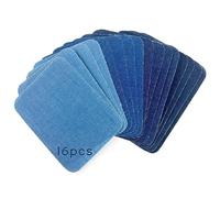 Nutabevr 16 Pezzi Toppa Termoadesiva Jeans, per Denim da Stirare di Alta qualità Cotone,Quadrato Kit Decorazion Riparazione, Accessorio per Giacche, Borse