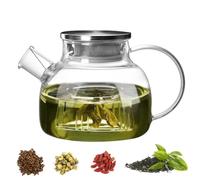 Nutabevr 1L Teiera Vetro Borosilicato con Filtro in Filtro in Acciaio Inox Coil Removibile, caraffa in Vetro, teiera in Vetro Compatibile con Fornelli, per tè, Tisane, caffè, Sfuso Infusiera