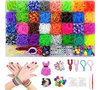 Nutabevr 2500+ Elastici per Braccialetti, 40 Griglia di Plastica 32 Colori Loom Bands, Kit Fasce Loom Fai da Te per Bambini